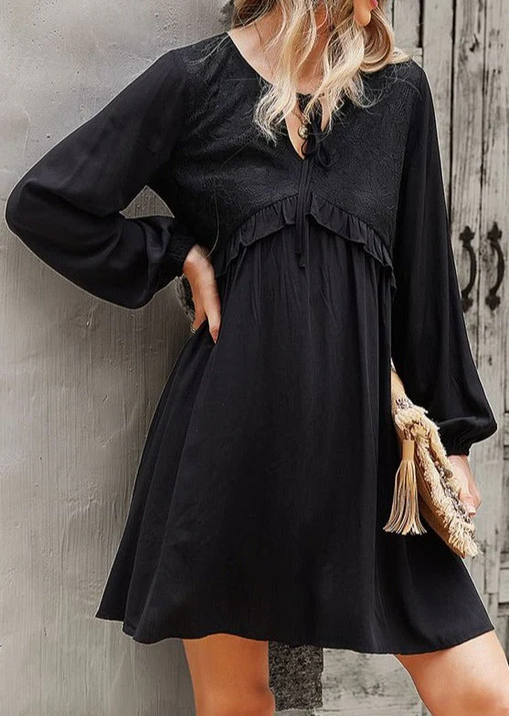 Tie Neck Tunic Dress - Image 9