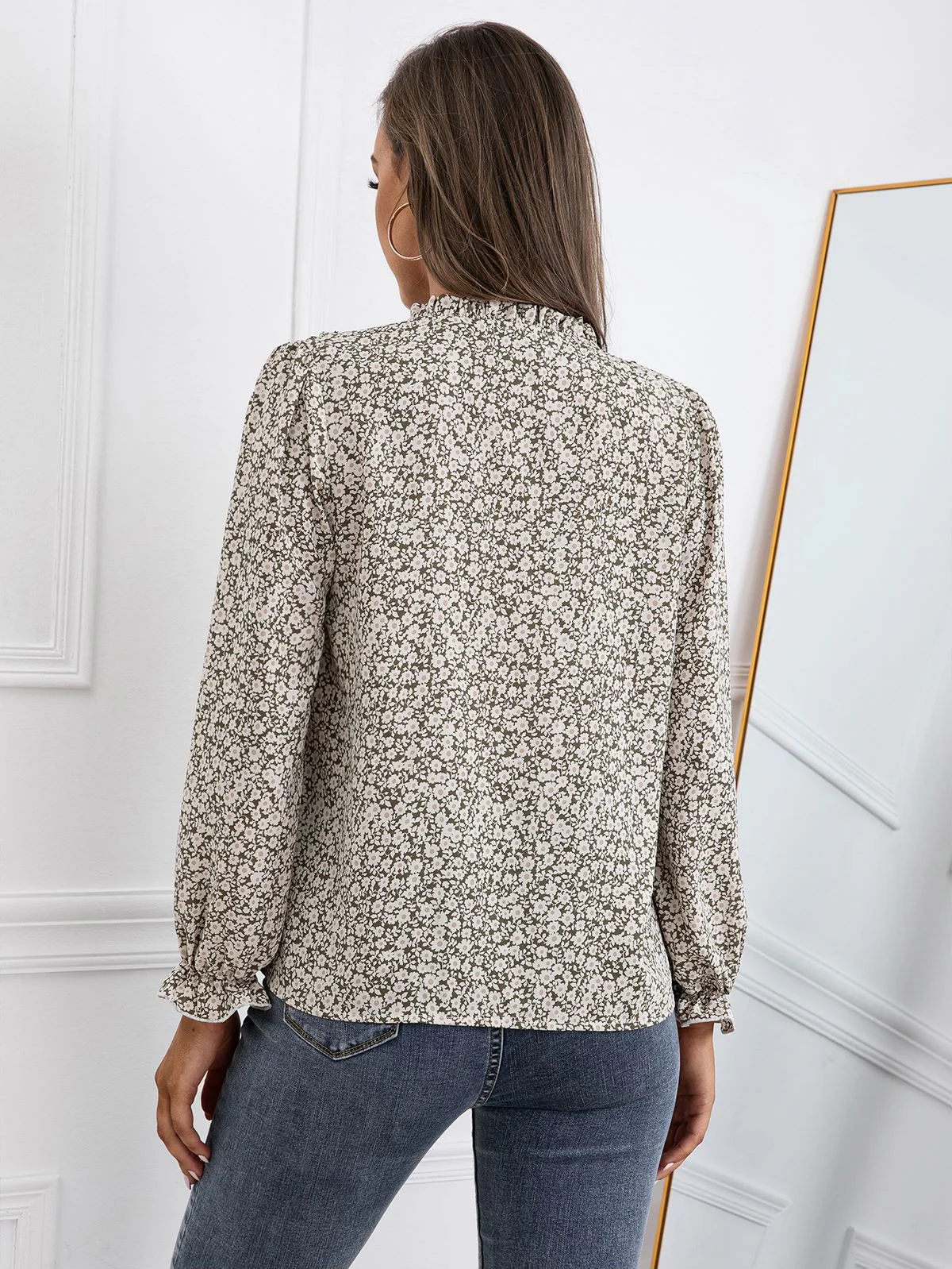 Tie Neck Vintage Floral Blouse - Image 9