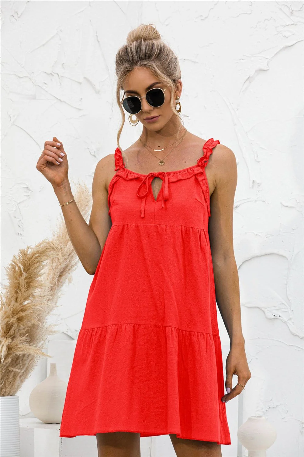 Tie Ruffle Tunic Dress - Image 13