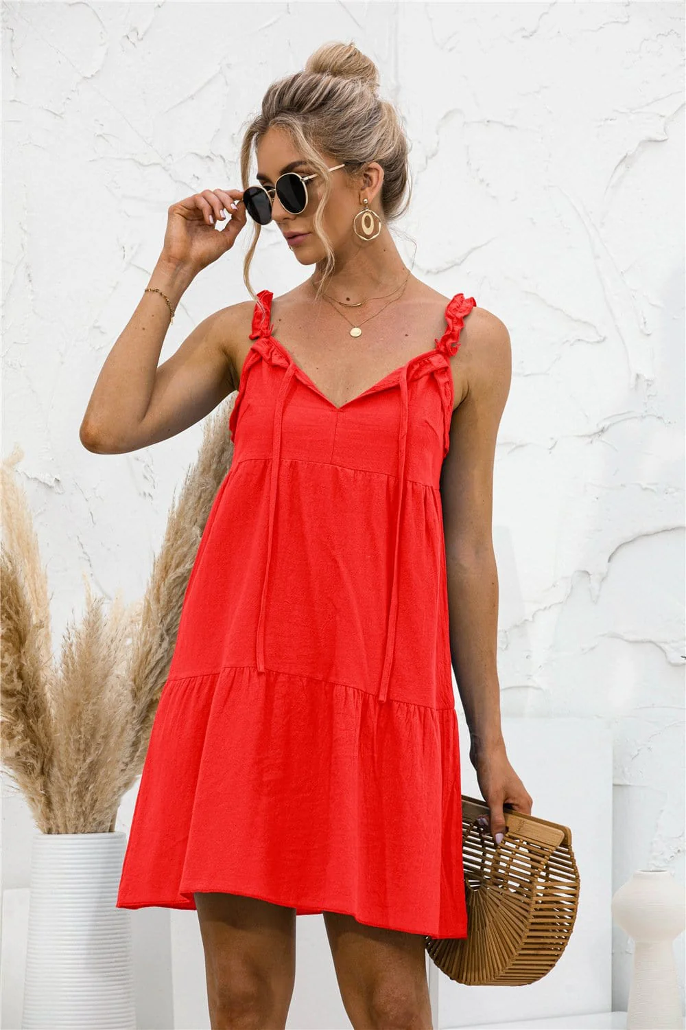 Tie Ruffle Tunic Dress - Image 14