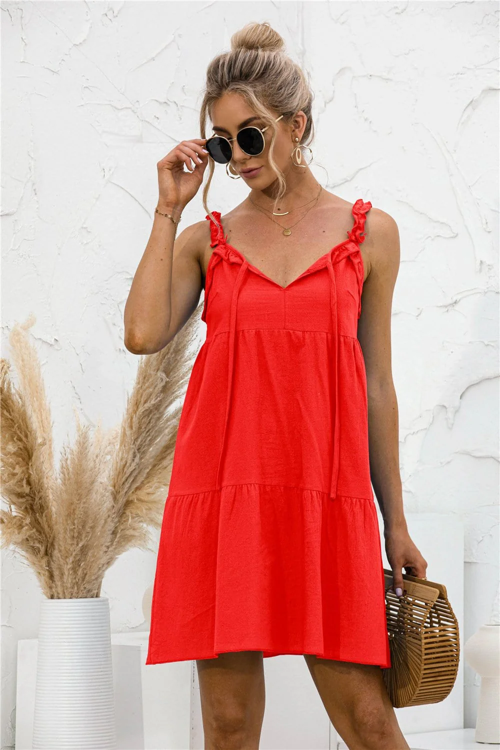 Tie Ruffle Tunic Dress - Image 15