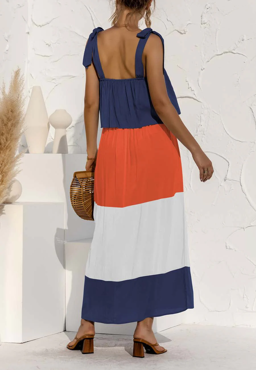 Tie Shoulder Color Block Dress - Image 10