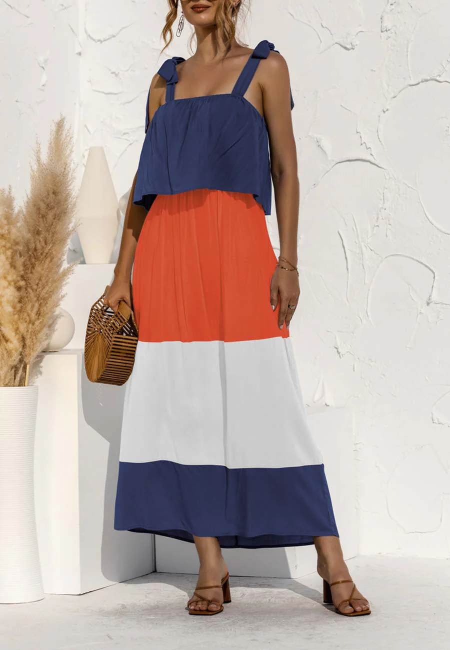 Tie Shoulder Color Block Dress - Image 11