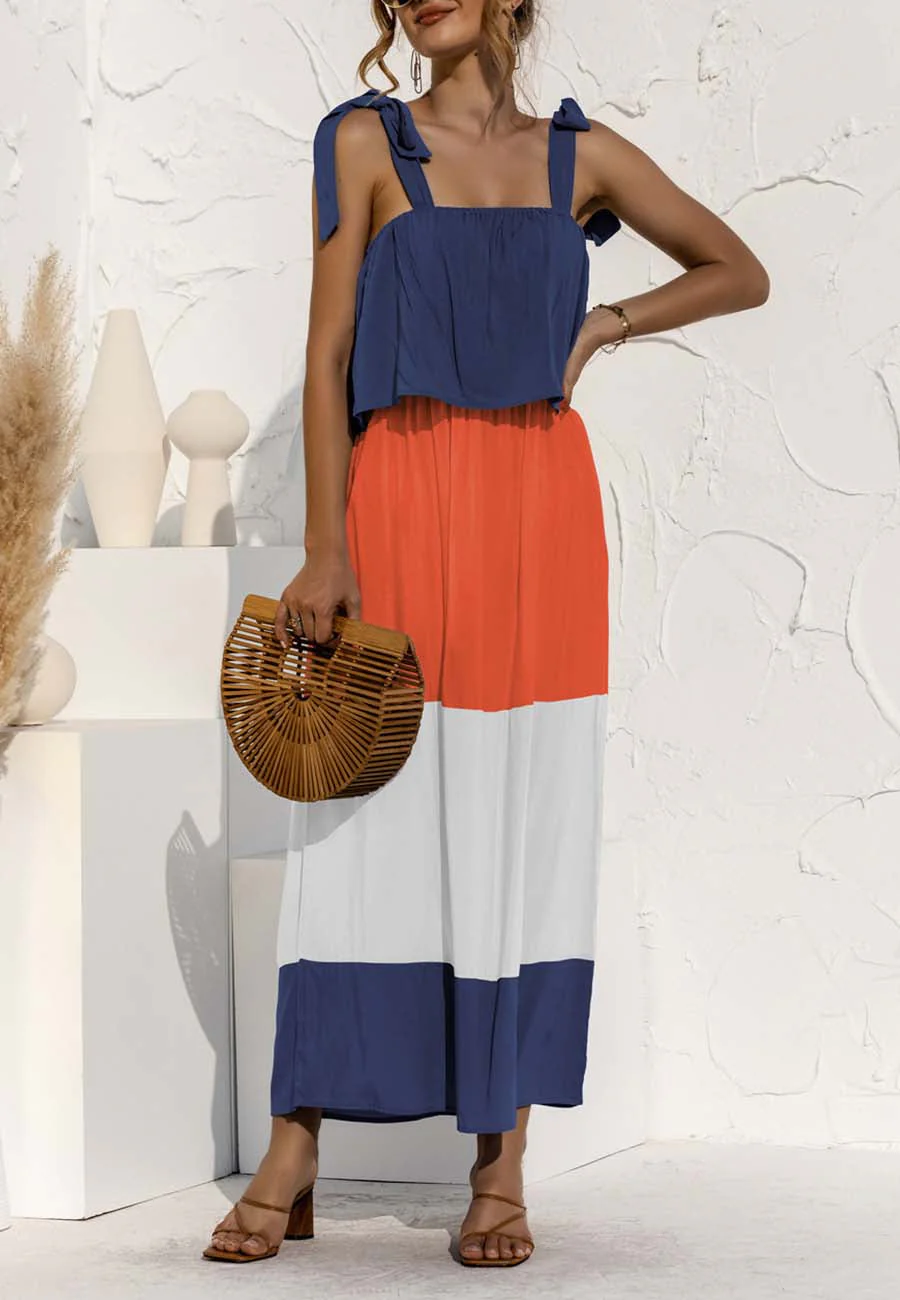 Tie Shoulder Color Block Dress - Image 12