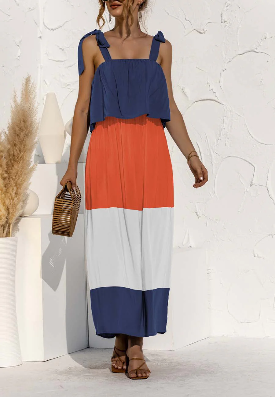 Tie Shoulder Color Block Dress - Image 13