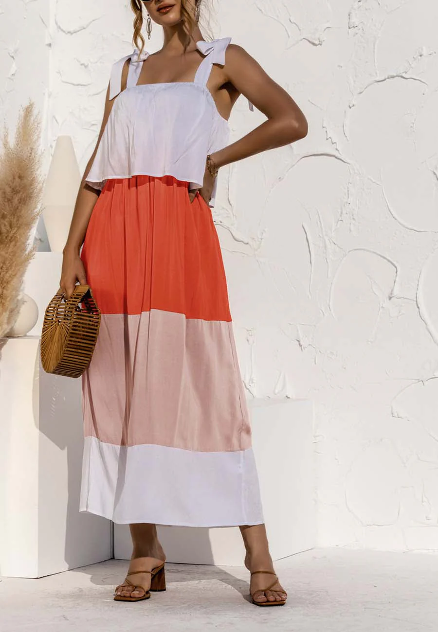 Tie Shoulder Color Block Dress - Image 16