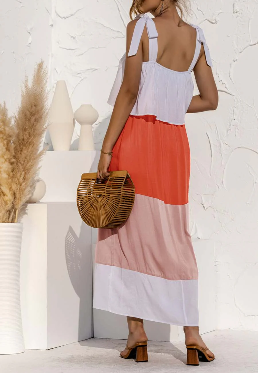 Tie Shoulder Color Block Dress - Image 19