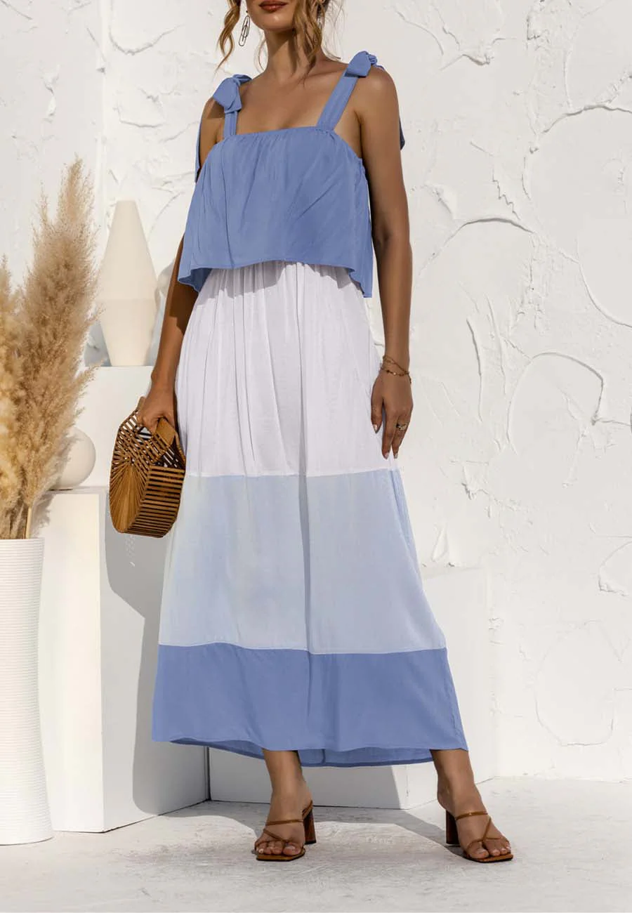 Tie Shoulder Color Block Dress - Image 2