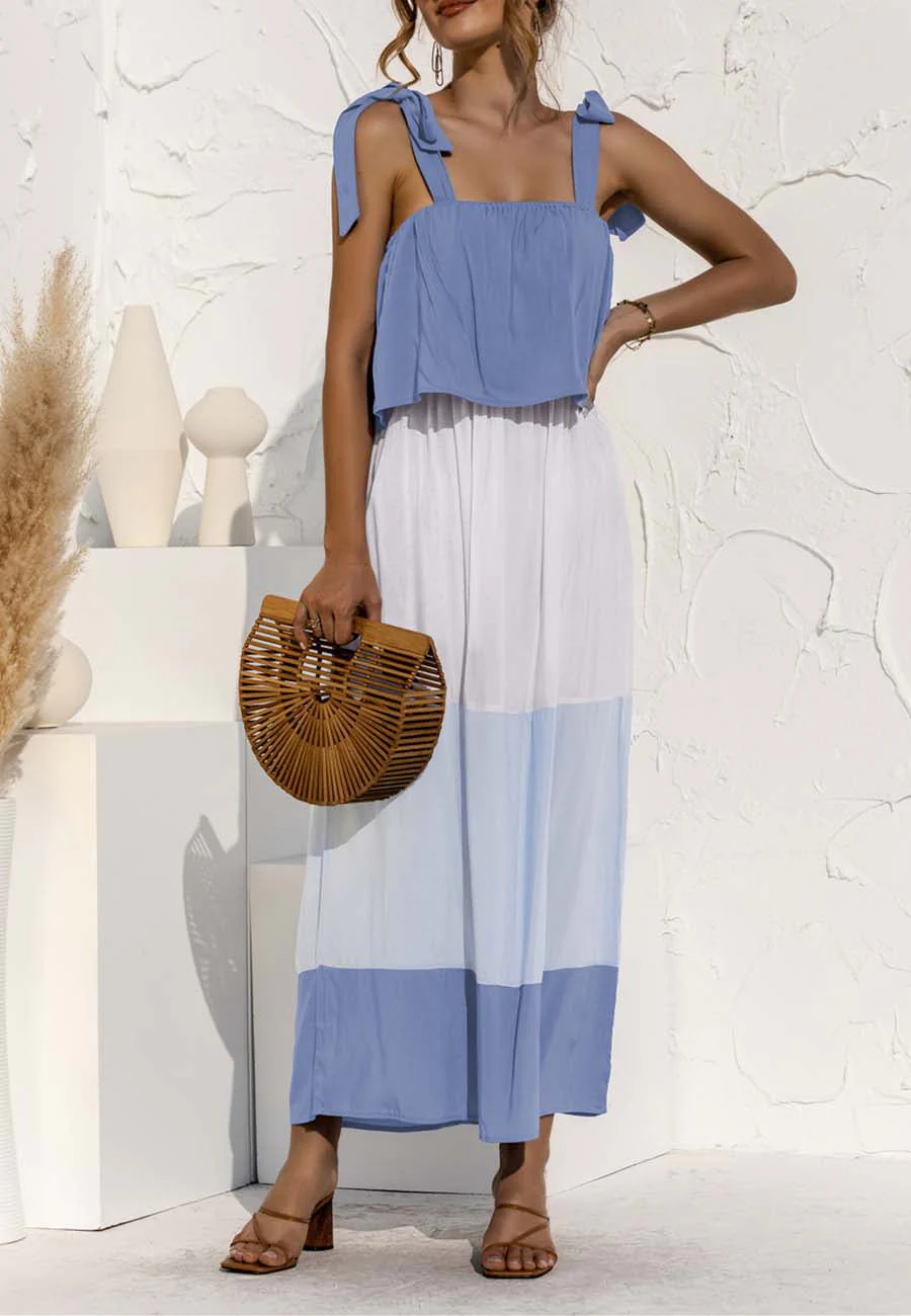 Tie Shoulder Color Block Dress - Image 3