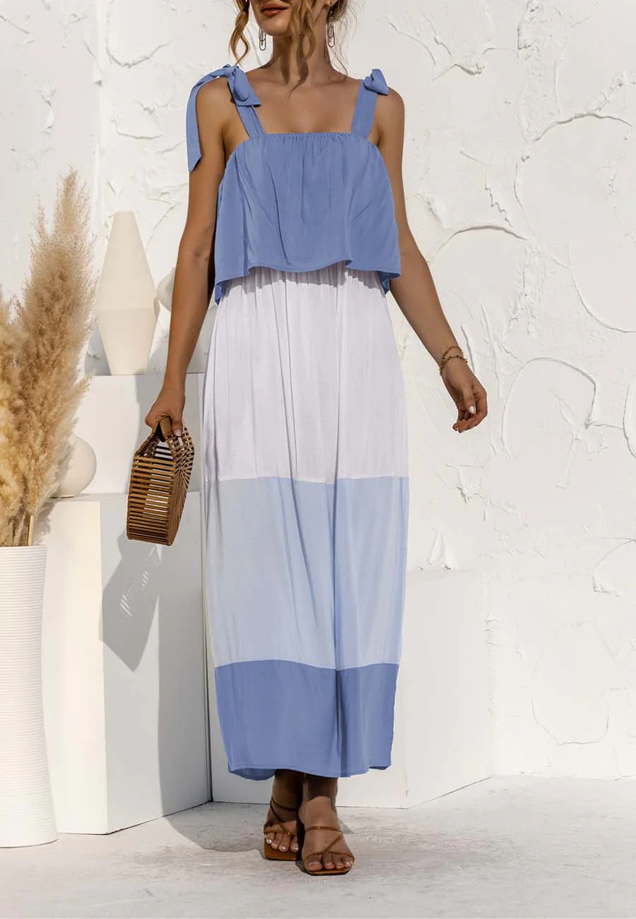 Tie Shoulder Color Block Dress - Image 6