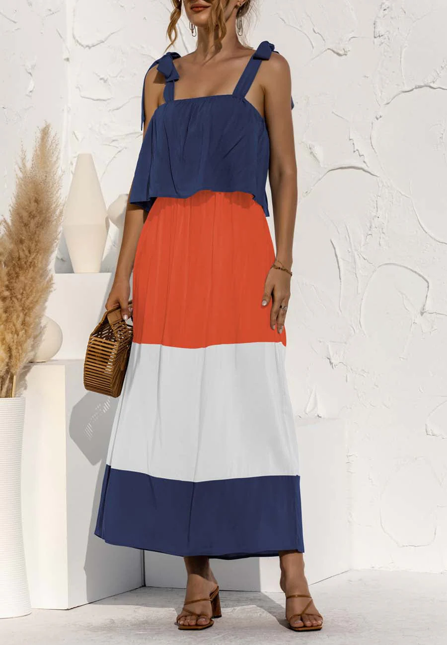 Tie Shoulder Color Block Dress - Image 8