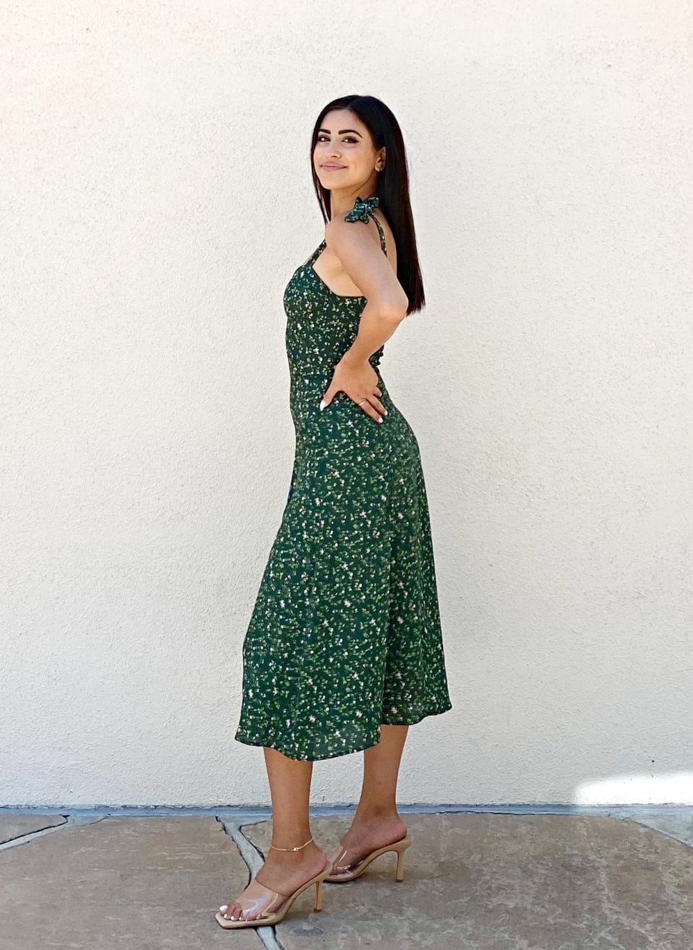 Tie Shoulder Floral Midi Dress - Image 2