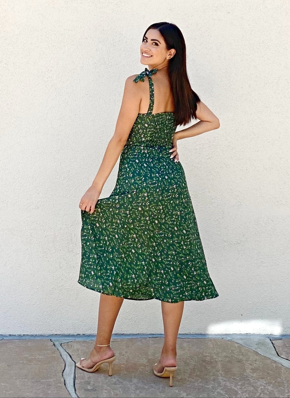 Tie Shoulder Floral Midi Dress - Image 3