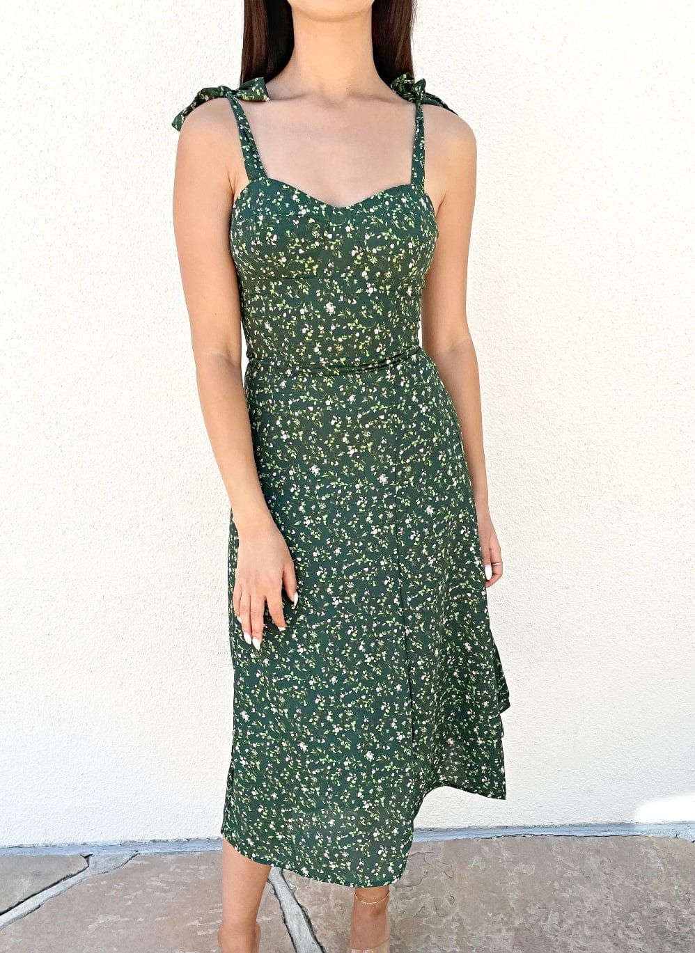 Tie Shoulder Floral Midi Dress - Image 4