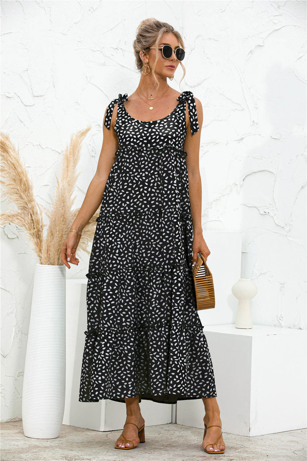 Tie Shoulder Printed Dress - Image 11