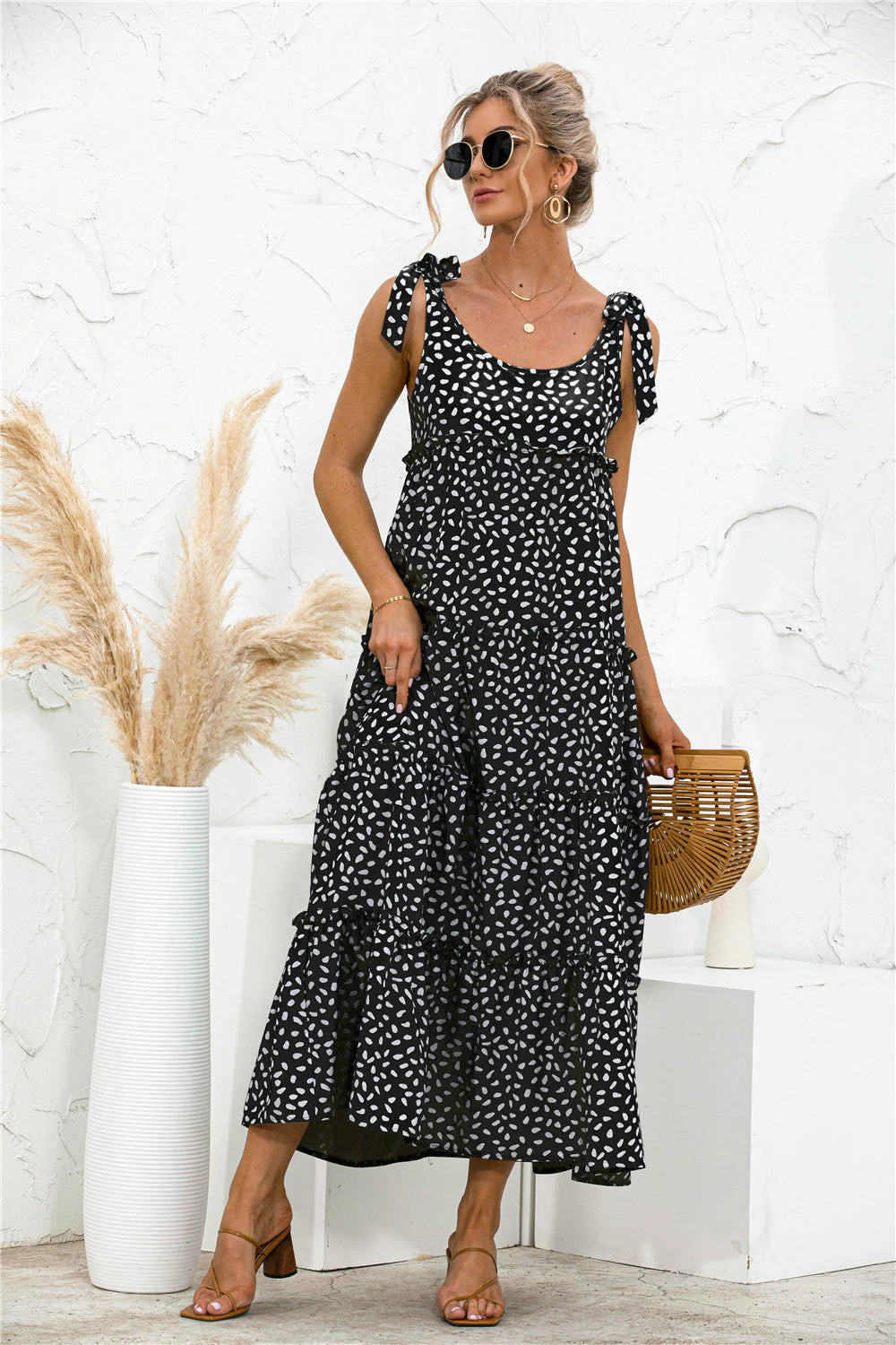 Tie Shoulder Printed Dress - Image 13