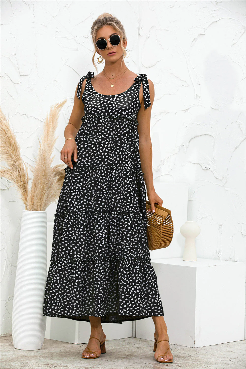 Tie Shoulder Printed Dress - Image 14