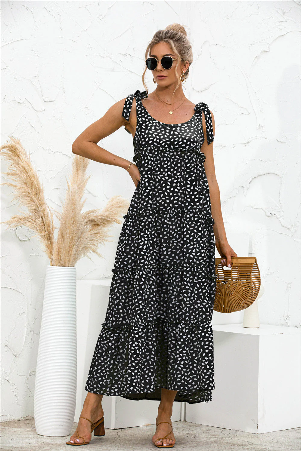Tie Shoulder Printed Dress - Image 15