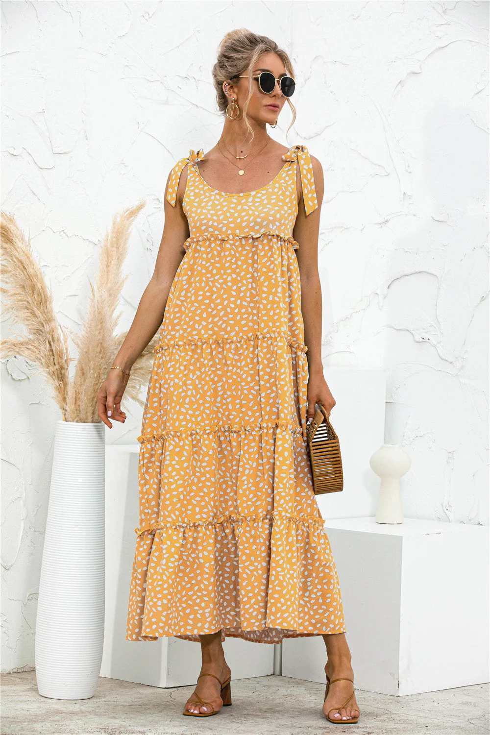 Tie Shoulder Printed Dress - Image 16