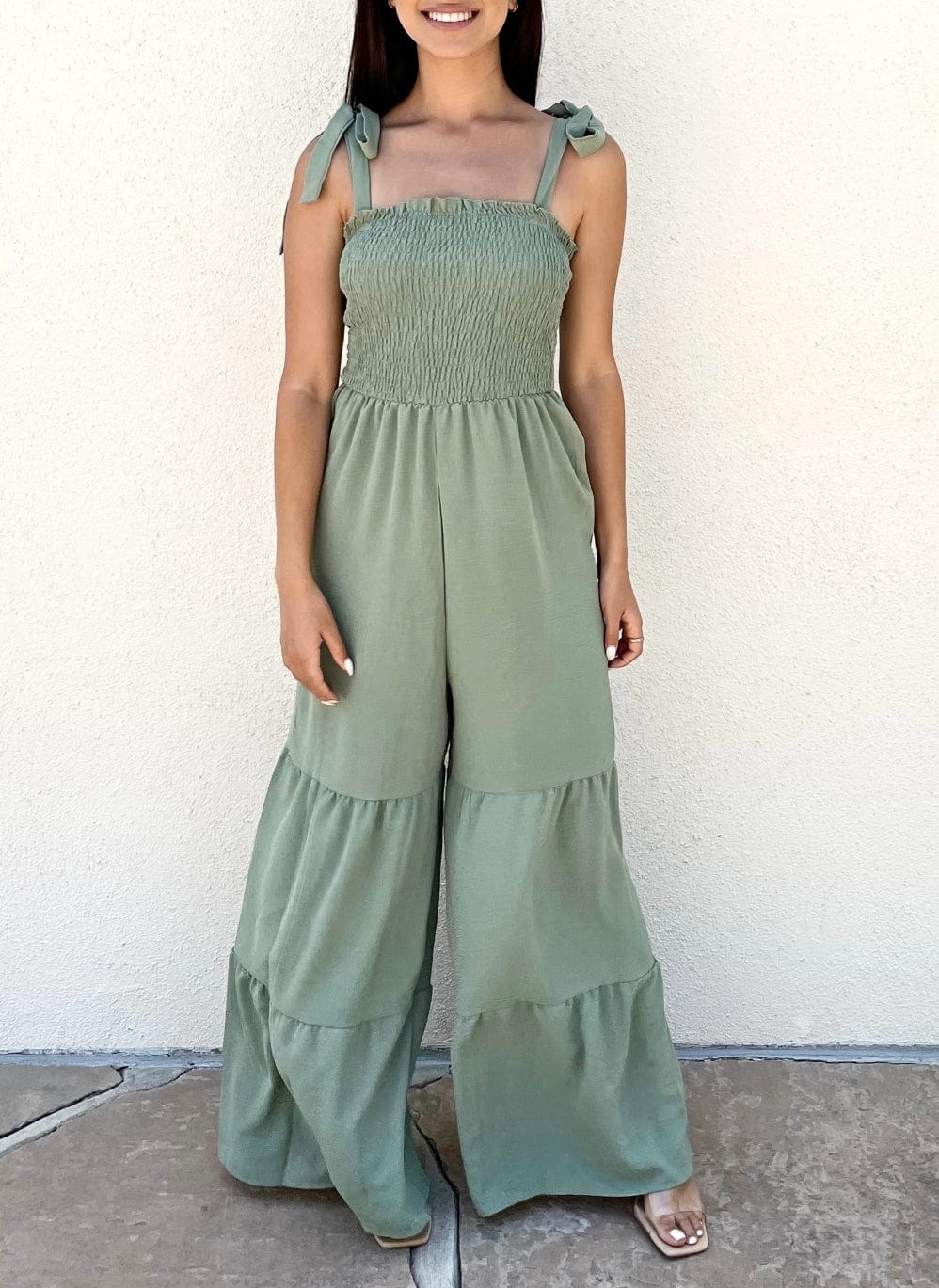 Tie Shoulder Tiered Jumpsuit - Image 3
