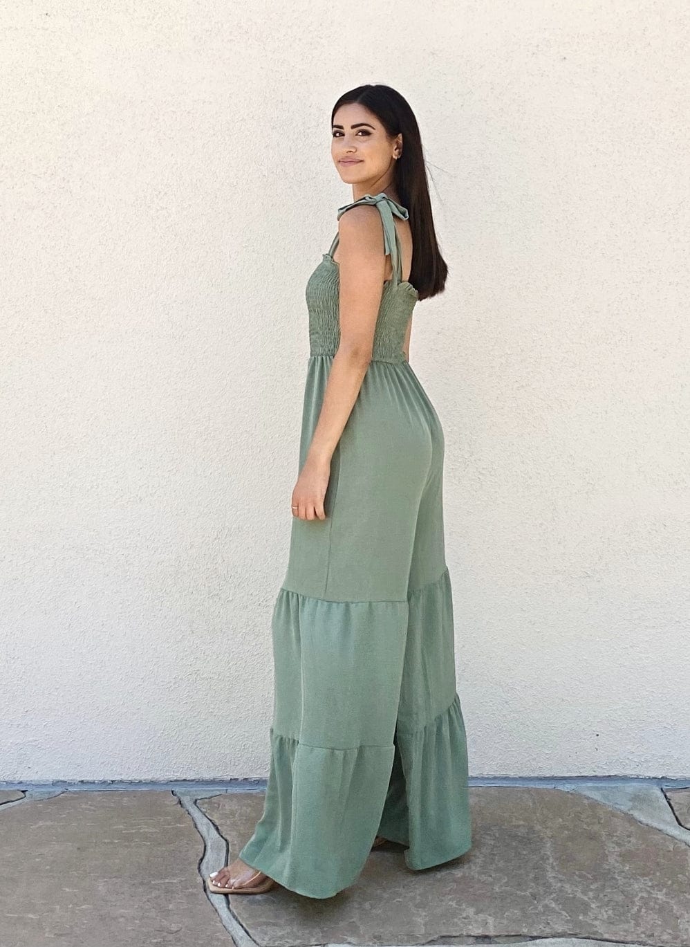 Tie Shoulder Tiered Jumpsuit - Image 4