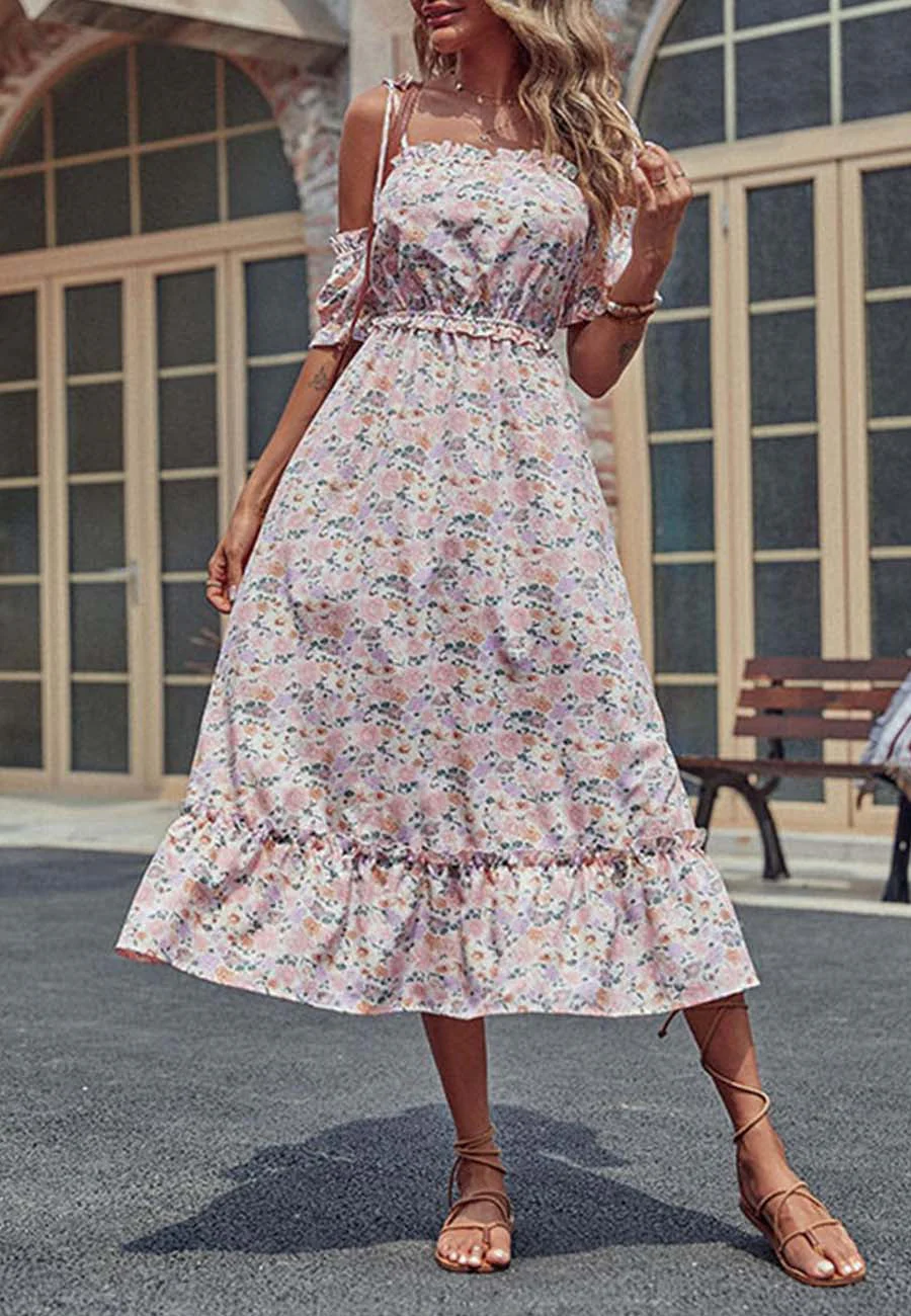 Tie Strap Cold Shoulder Dress - Image 2