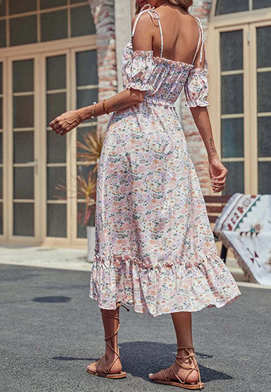 Tie Strap Cold Shoulder Dress - Image 3