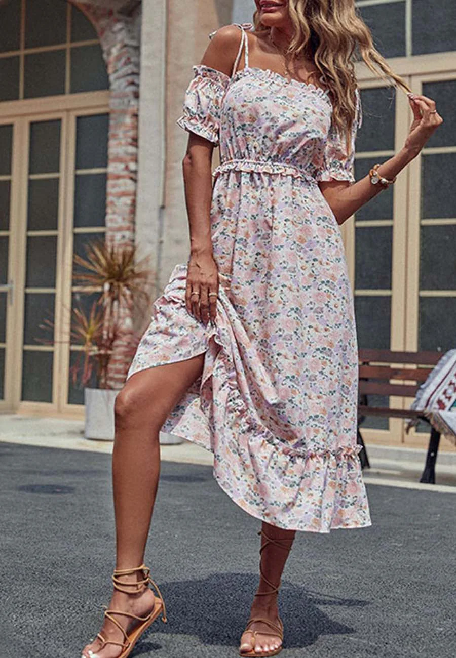 Tie Strap Cold Shoulder Dress - Image 4