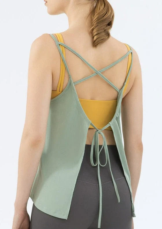 Tie String Back Loose Fit Active Shirt - Image 2