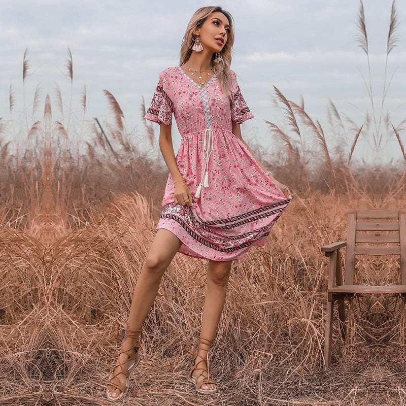 Tie Waist Bohemian Dress - Image 3