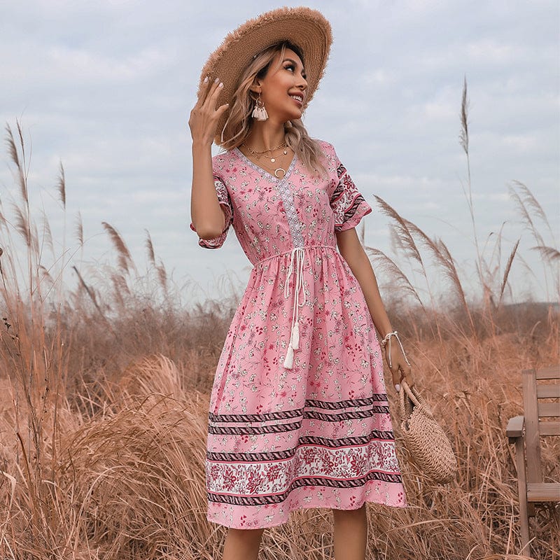 Tie Waist Bohemian Dress - Image 4