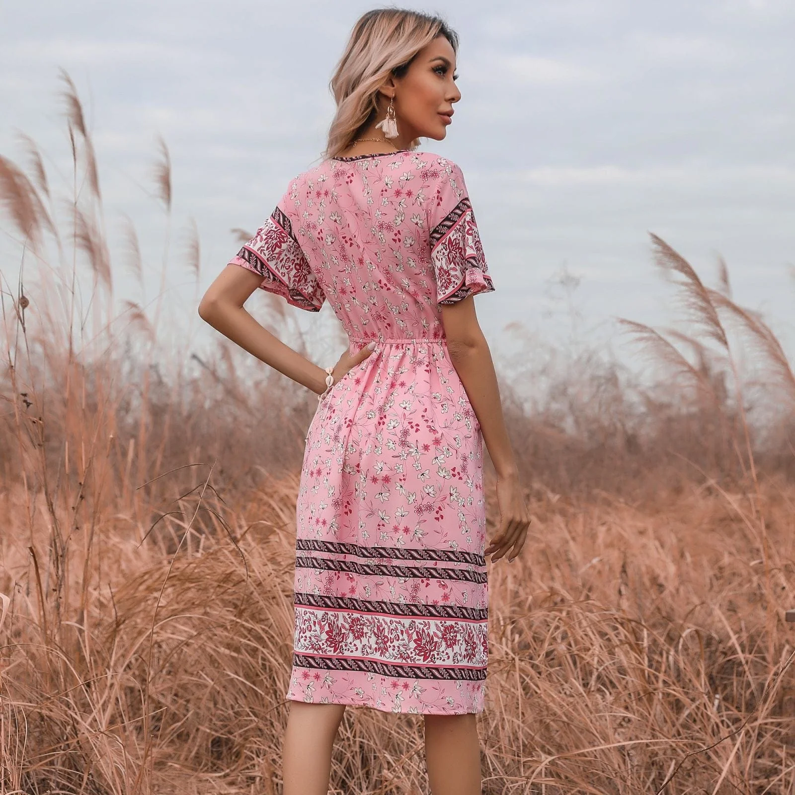 Tie Waist Bohemian Dress - Image 5