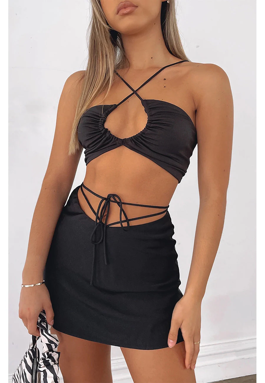 Tie Waist Mini Slip Skirt - Image 2
