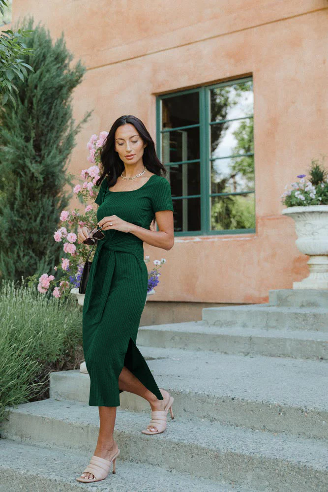 Tie Waist Side Slit Dress - Image 11