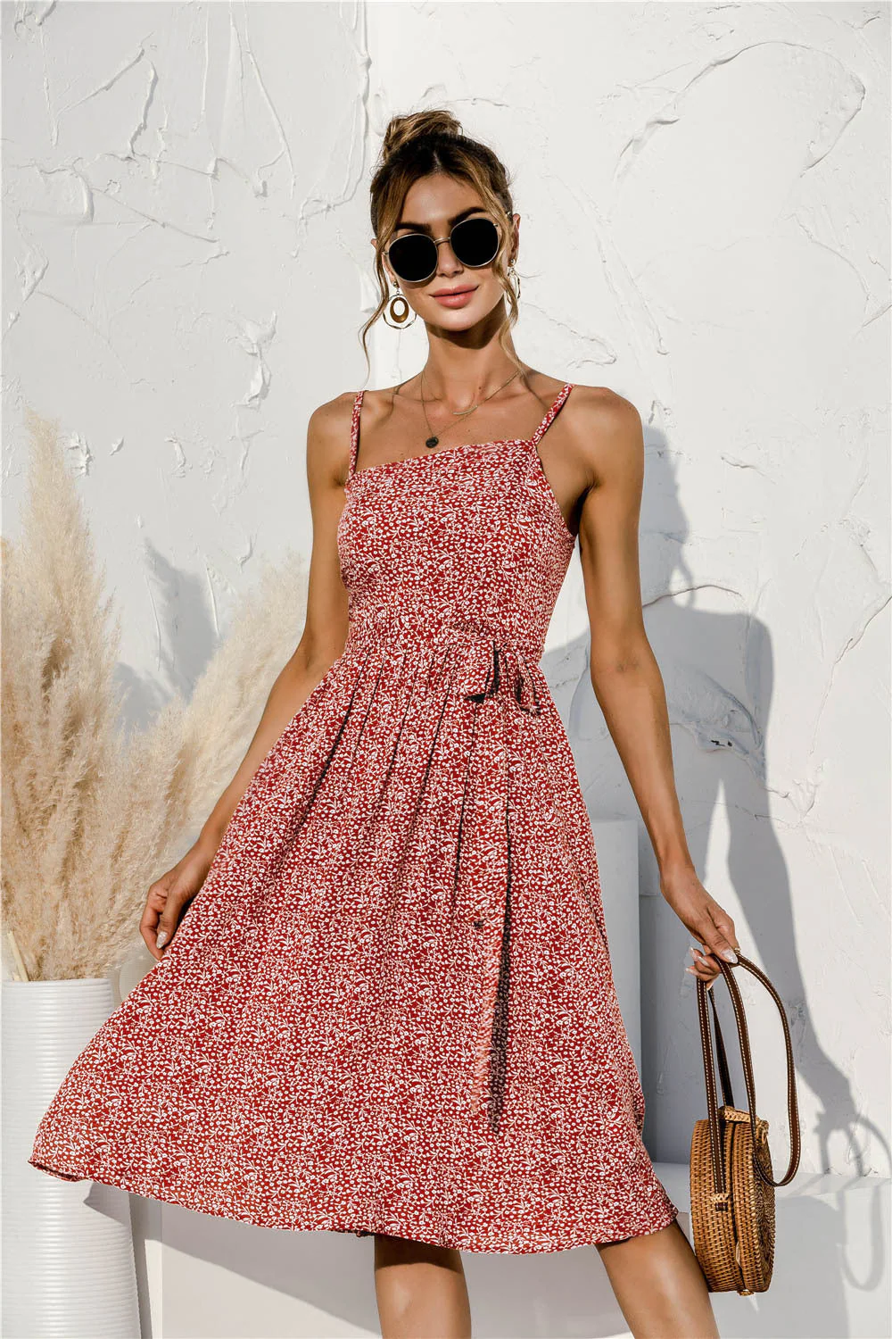 Tie Waist Soft Print Cami Dress - Image 10