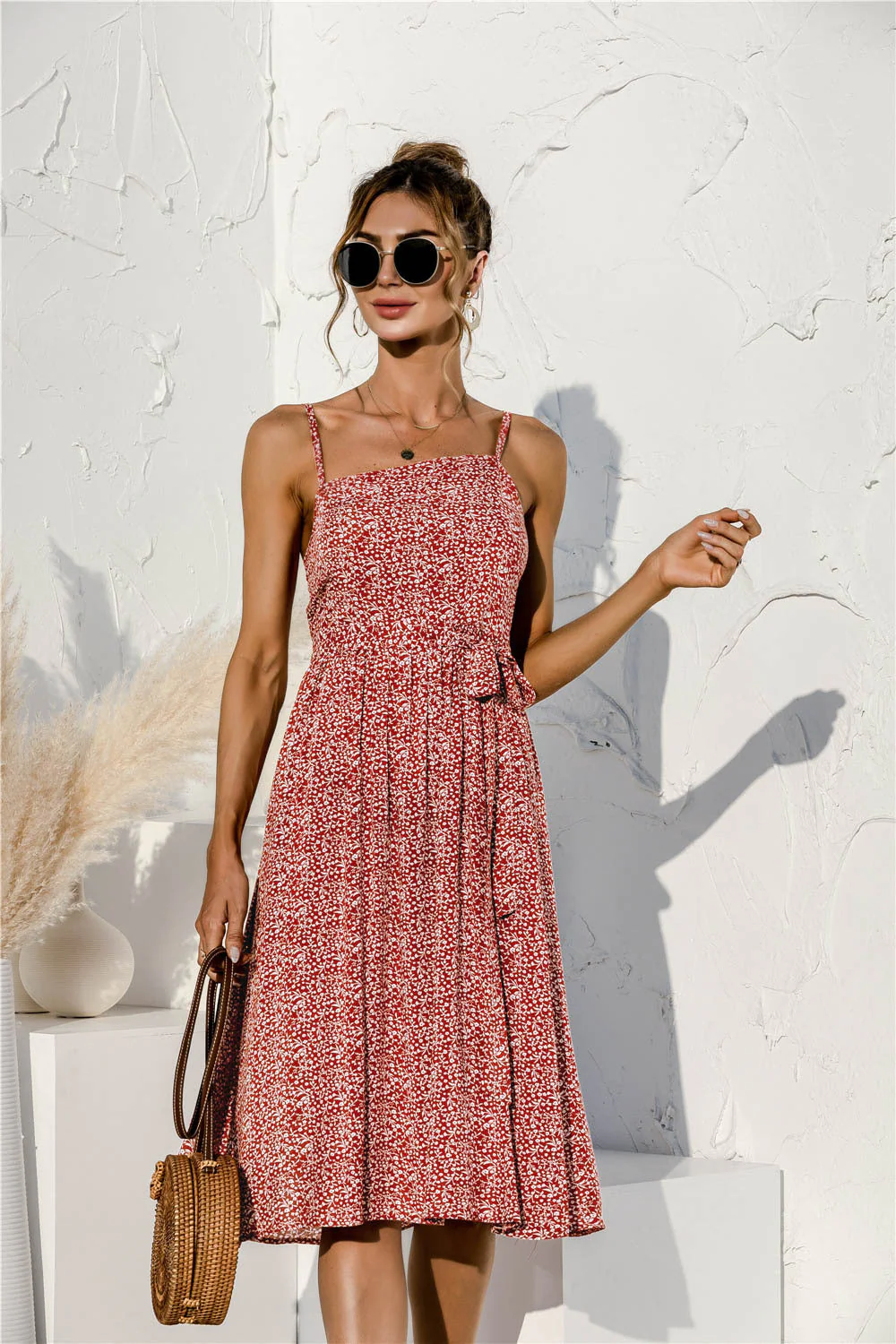 Tie Waist Soft Print Cami Dress - Image 11