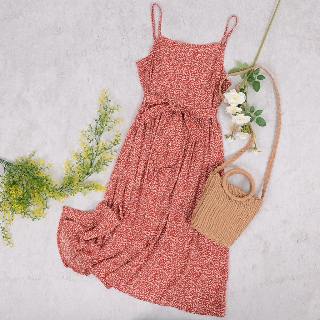 Tie Waist Soft Print Cami Dress - Image 7