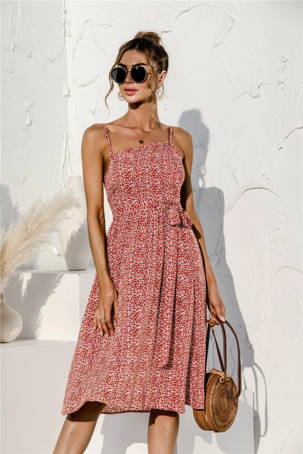 Tie Waist Soft Print Cami Dress - Image 8
