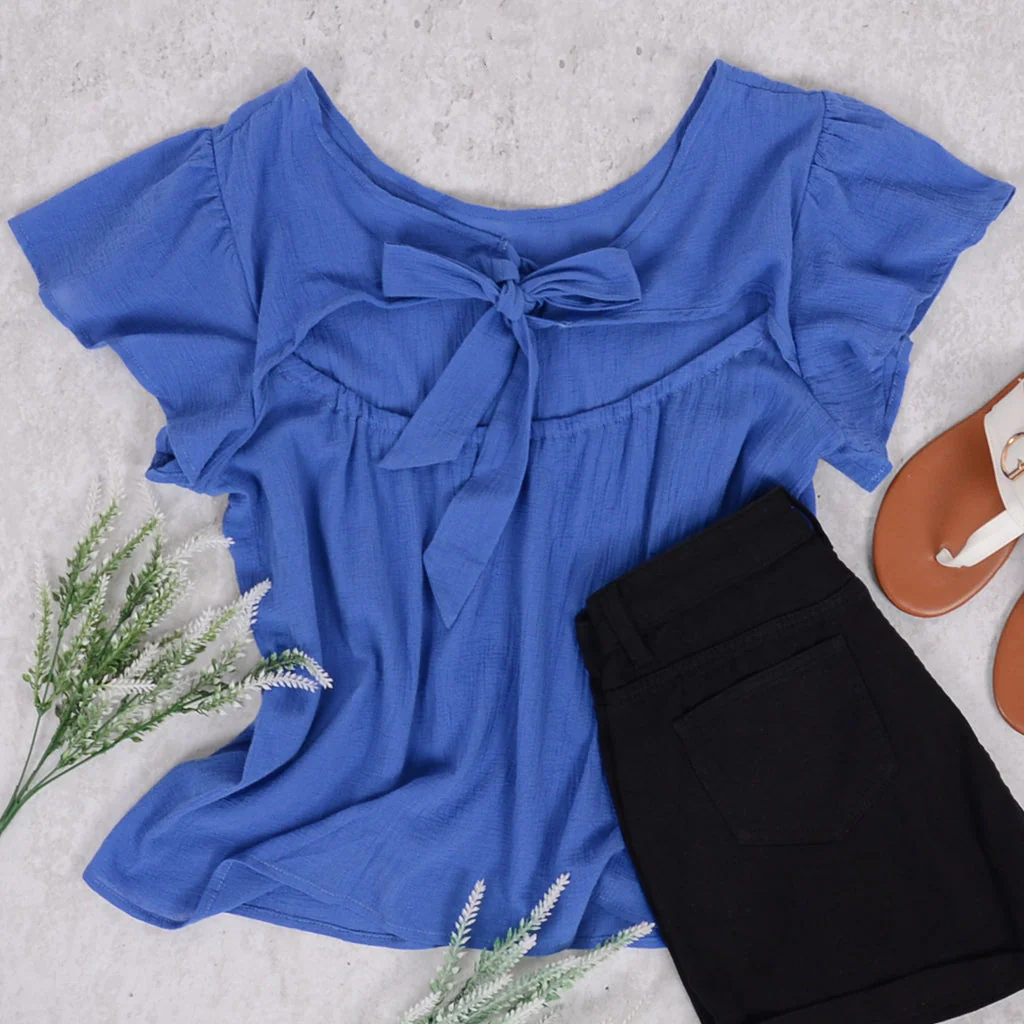 Tied Bow Open Back Summer Blouse - Image 5