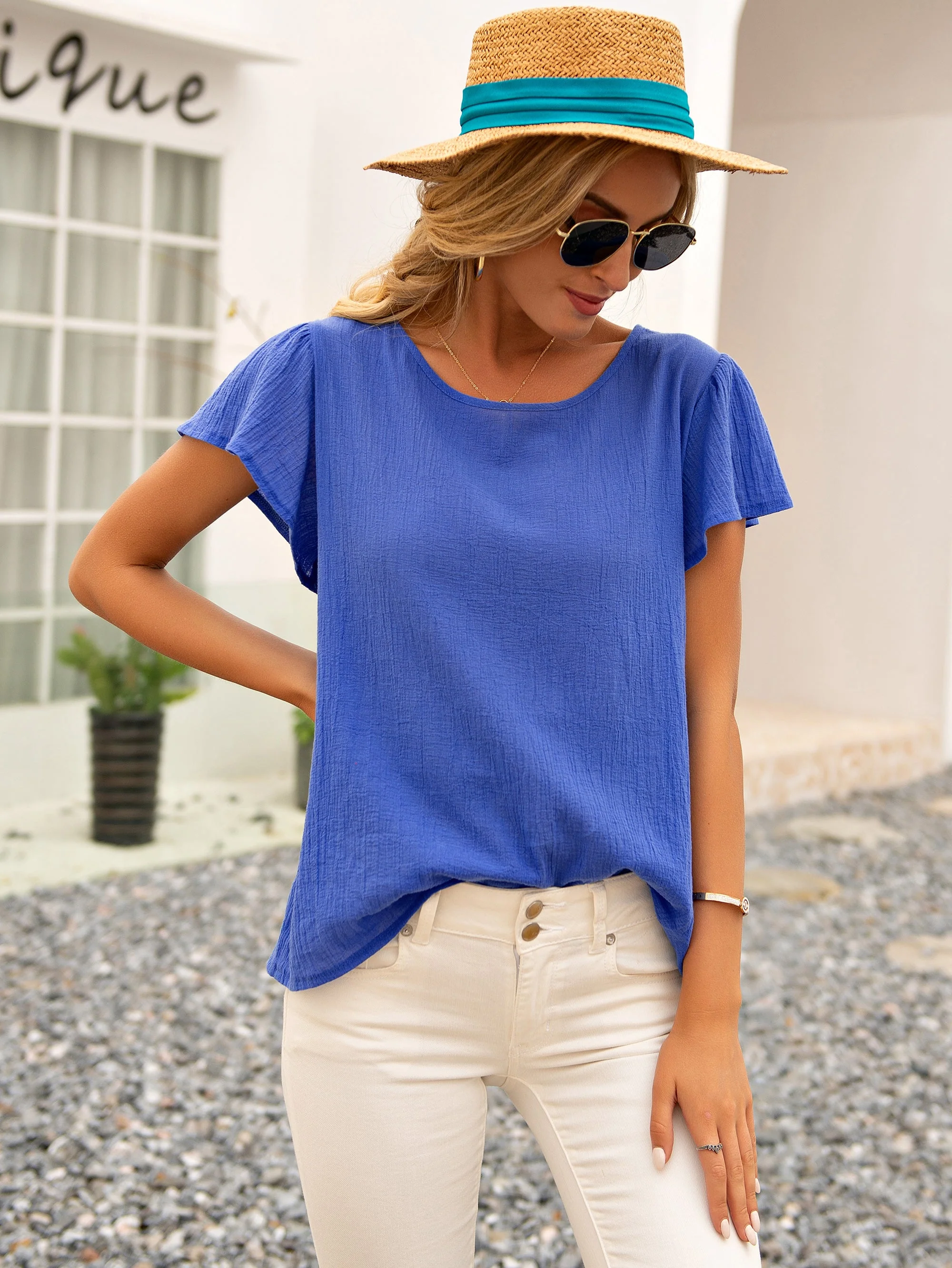 Tied Bow Open Back Summer Blouse - Image 7