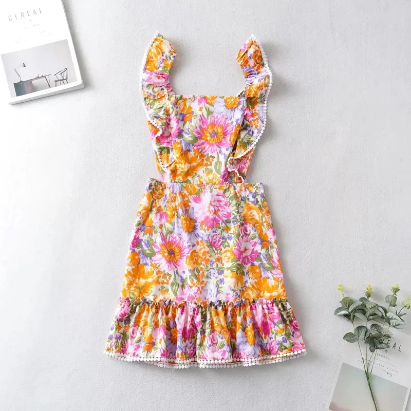 Tiered Ruffle Vibrant Floral Dress