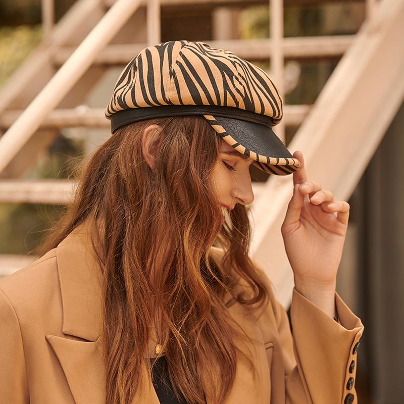 Tiger Print Baker Boy Cap - Image 3
