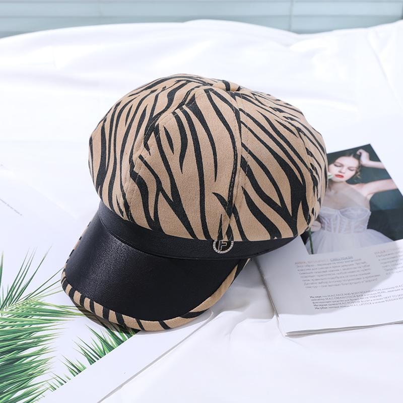 Tiger Print Baker Boy Cap - Image 4