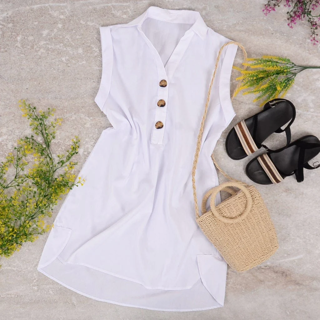 Tortoise Button Collar Tunic Dress - Image 4