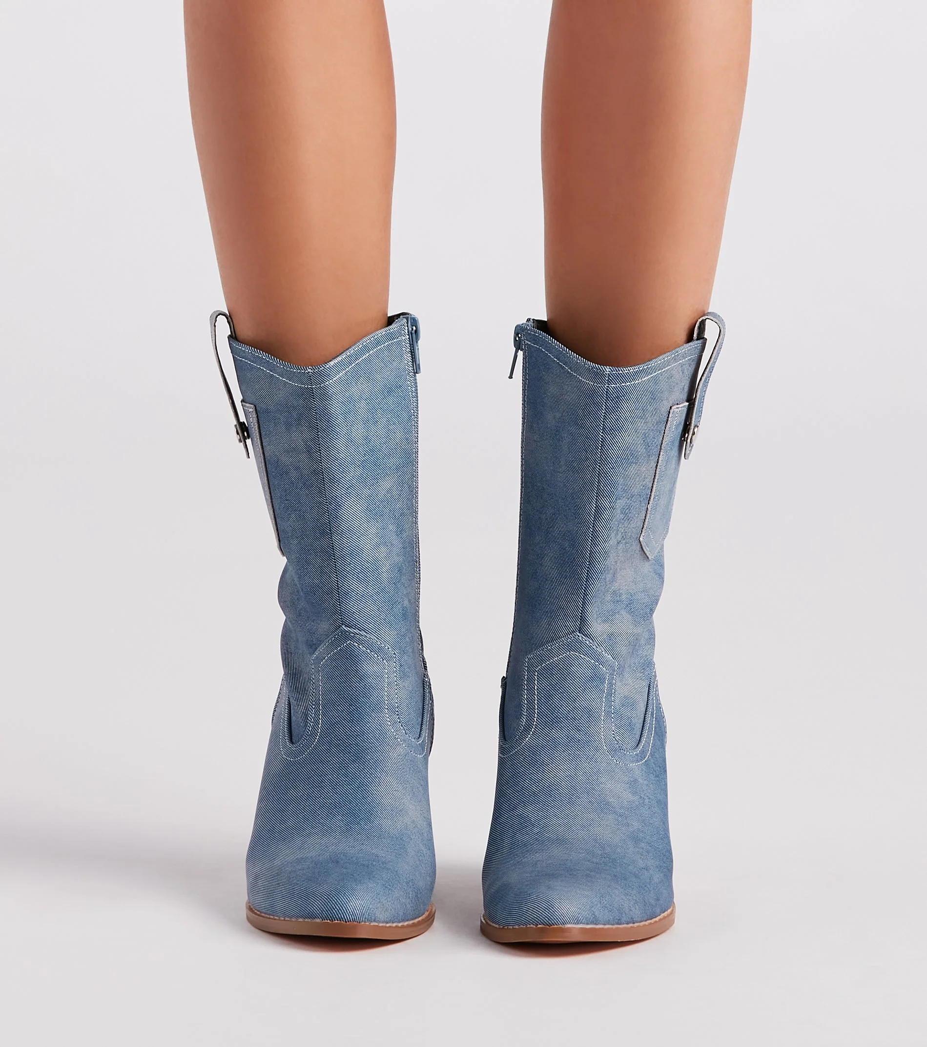 Trendy Country Style Western Denim Booties - Image 3