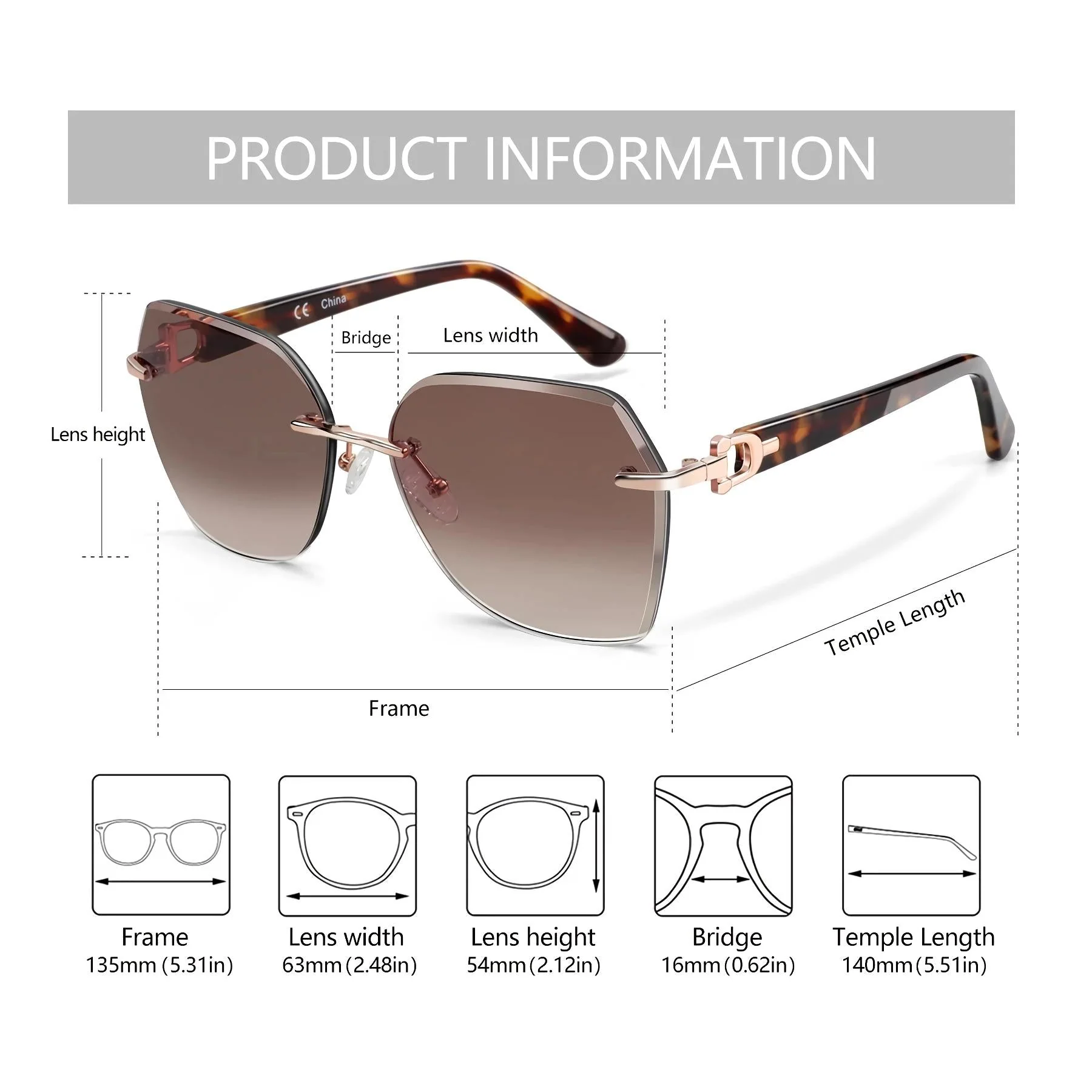 Gradient UV Protection Geometric Sunglasses - Image 7