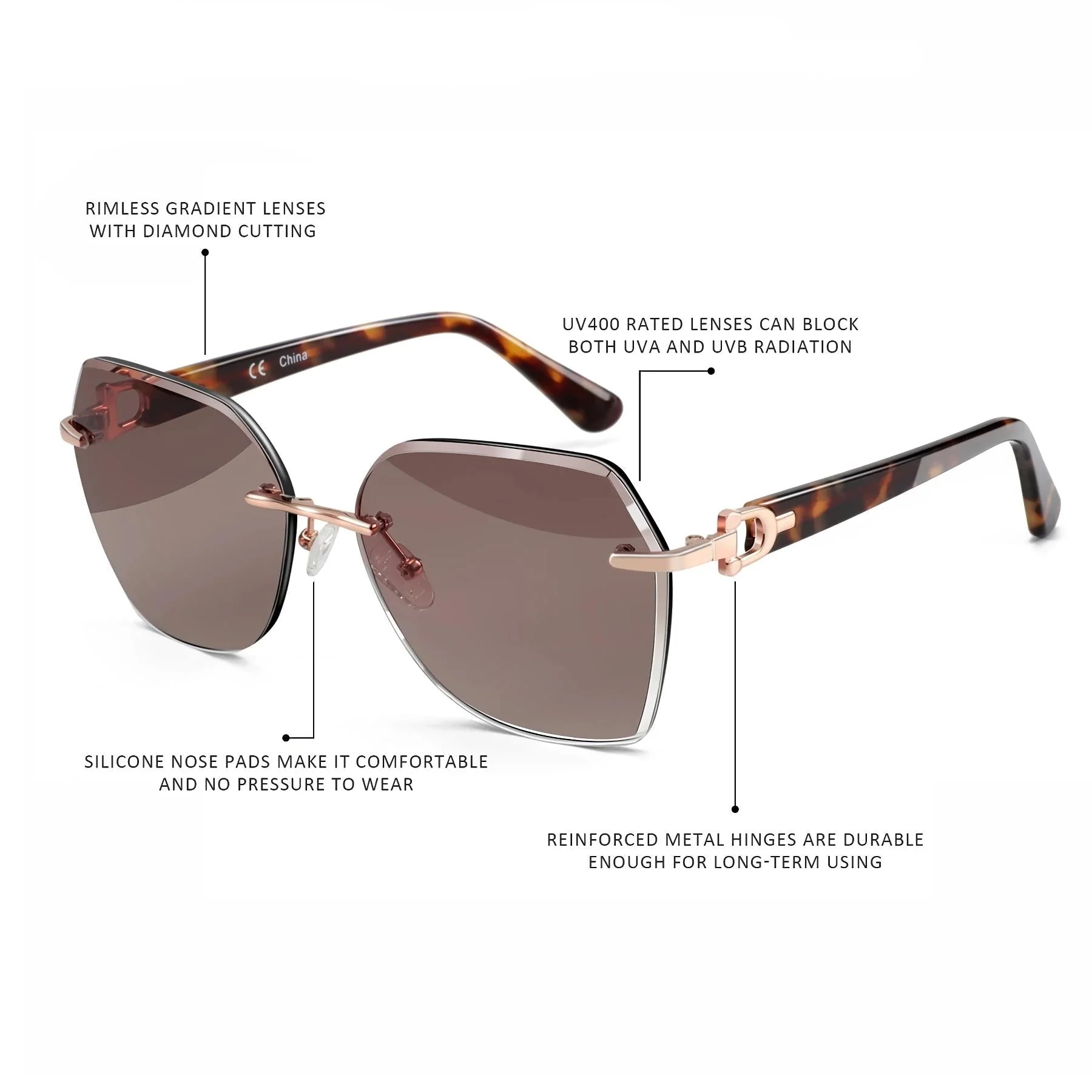 Gradient UV Protection Geometric Sunglasses - Image 9