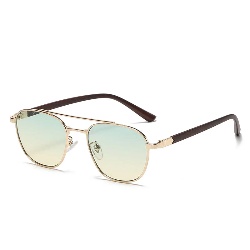 Vintage Oval Sunglasses with Wooden Frames for Women - Image 2