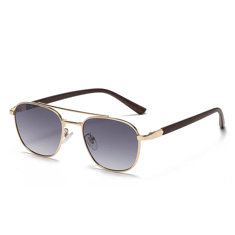 Vintage Oval Sunglasses with Wooden Frames for Women - Image 4
