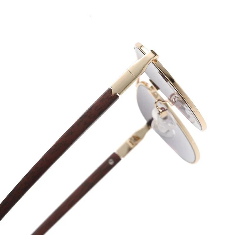 Vintage Oval Sunglasses with Wooden Frames for Women - Image 7
